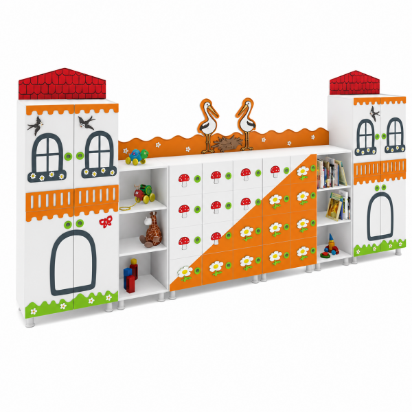 LEYLEK FİGÜRLÜ DOLAP SETİ 380*35*180