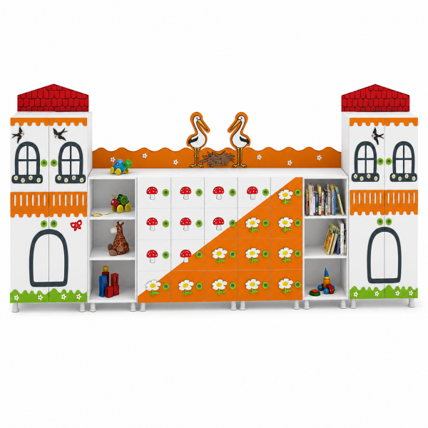 LEYLEK FİGÜRLÜ DOLAP SETİ 380*35*180