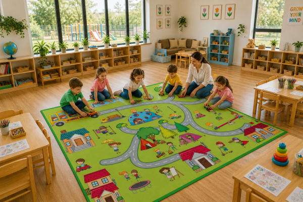 Şehir Desenli Çocuk Halısı