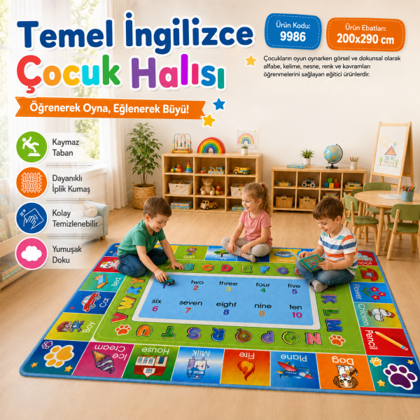 TEMEL İNGİLİZCE ÇOCUK HALISI 200*290 CM