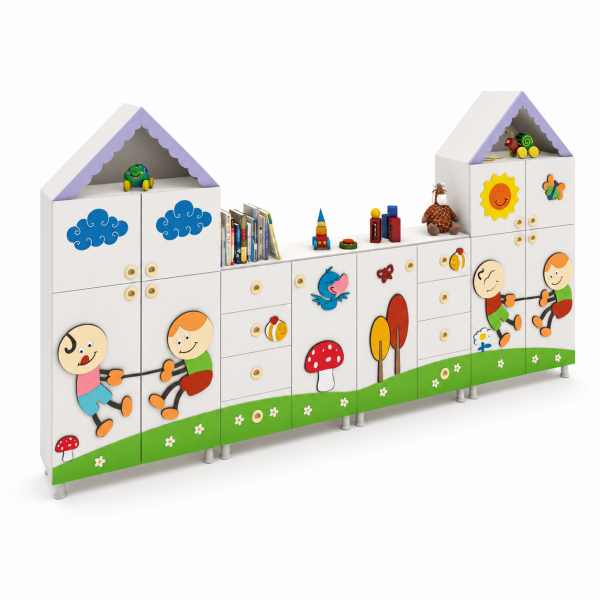 BAHÇE FİGÜRLÜ DOLAP SETİ